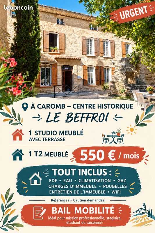 Appartement 2 pièces 3 m² · à Caromb · 3 m² · 550 €/mois