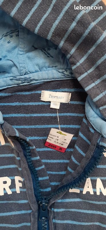Gilet zippé à capuche Tex Baby 18 mois- TBE (image 2)