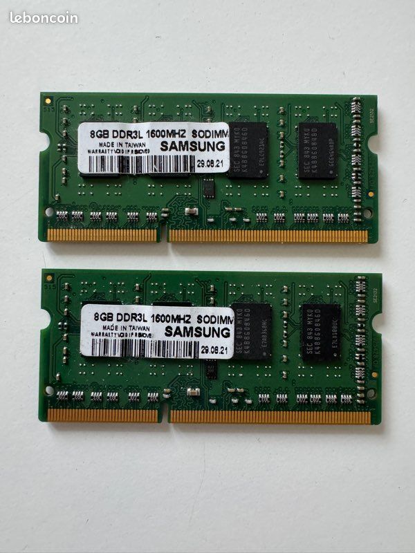Kit Mémoire RAM 16 Go (2x8 Go) DDR3 1600 MHz SODIMM - Pour PC Portable - Neuf