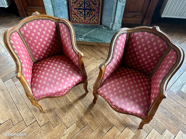 Fauteuil bergère en rotin, tissu