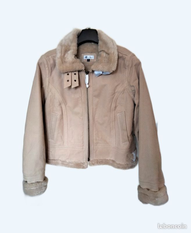 Blouson en croûte de cuir doublé neuf Vêtements