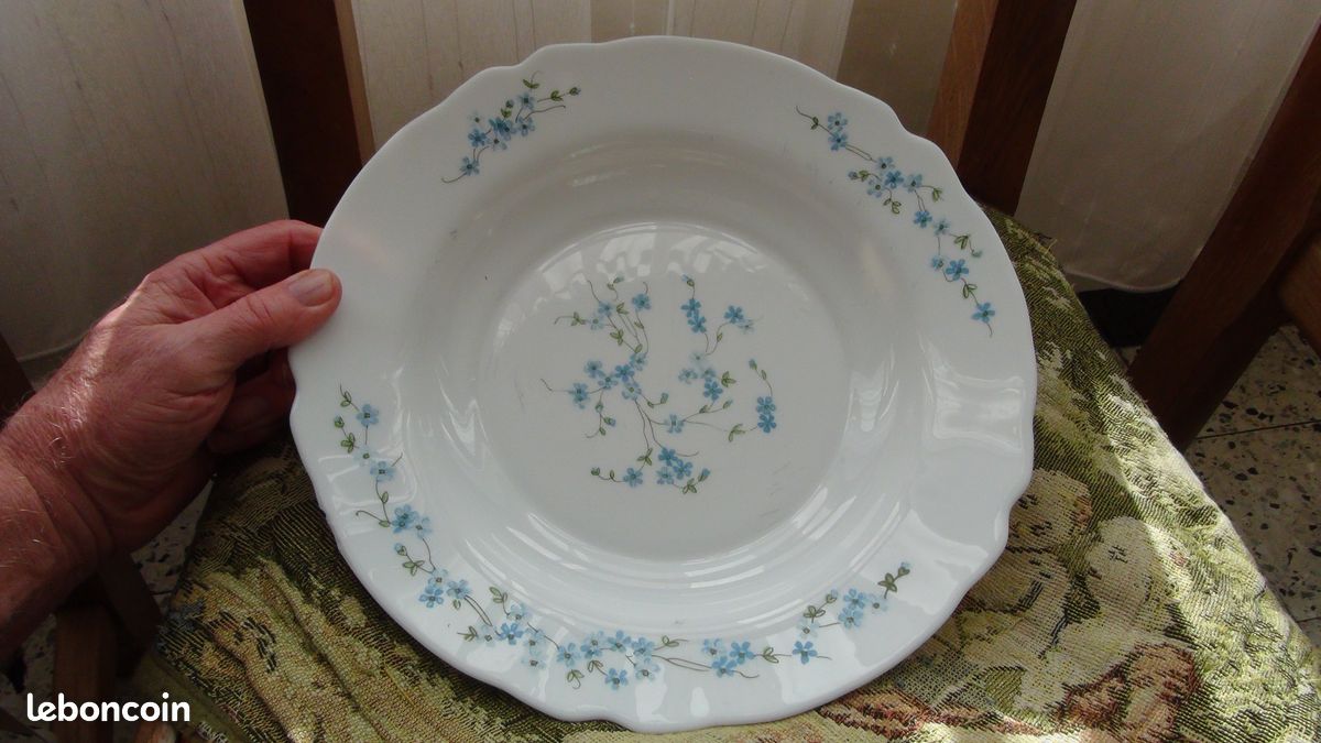 Plats de service Arcopal Veronica vintage, floral bleu