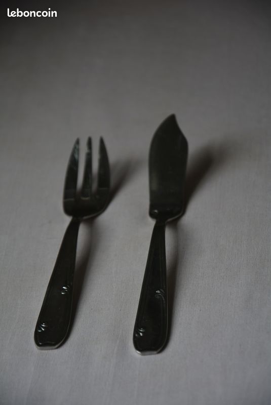 Lot De 12 Pièces Vaisselle EPNS Cockbill AI - Fourchettes & Couteaux à Poisson - Celluloïd