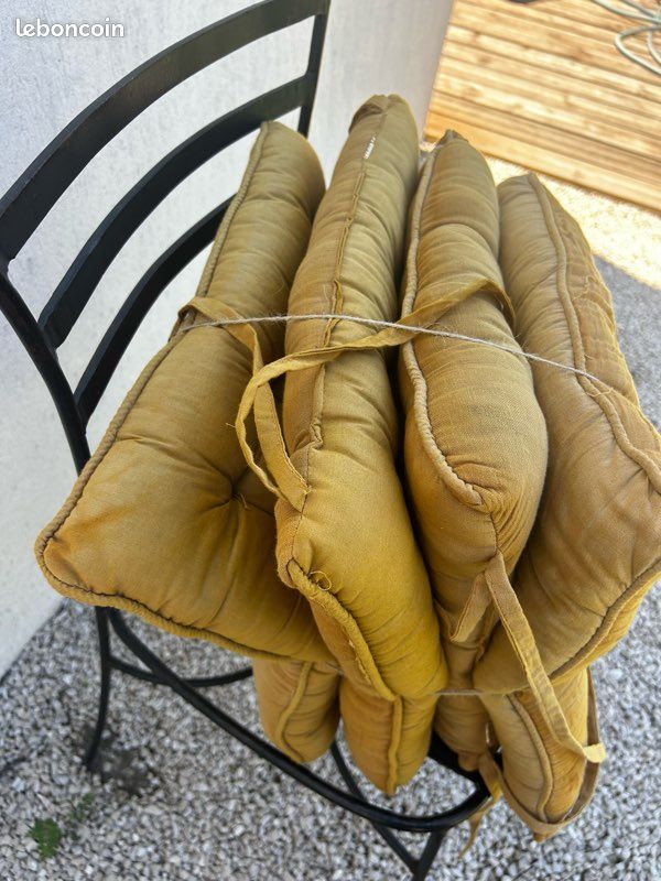 Coussins de chaises jardin moutarde coton matelassé (image 5)