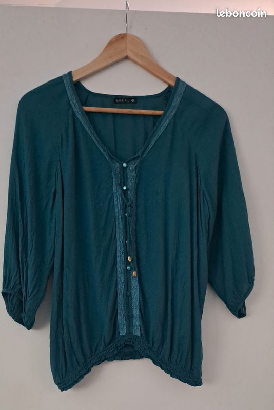 Chemisier blouse Patrice Breal M vert foncé (image 1)