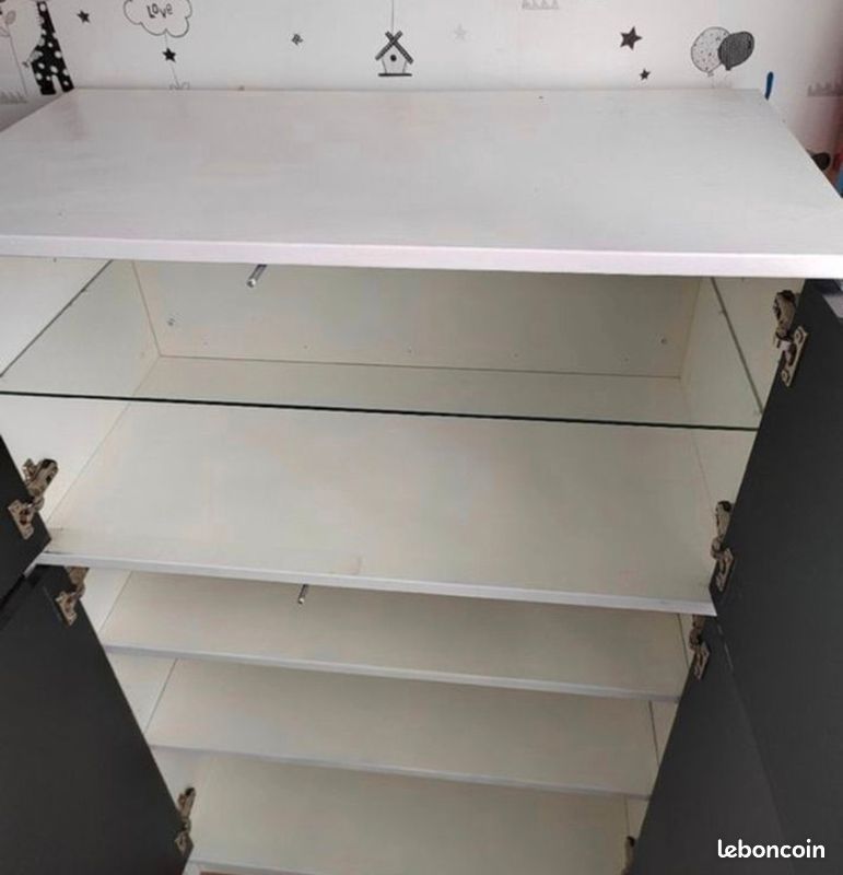 Meuble bois Blanc / Portes Laquées Noires (image 6)