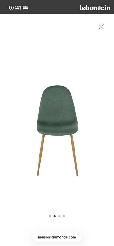 Chaises Clyde en tissu recyclé vert foncé et pieds en acier imitation chêne (image 2)