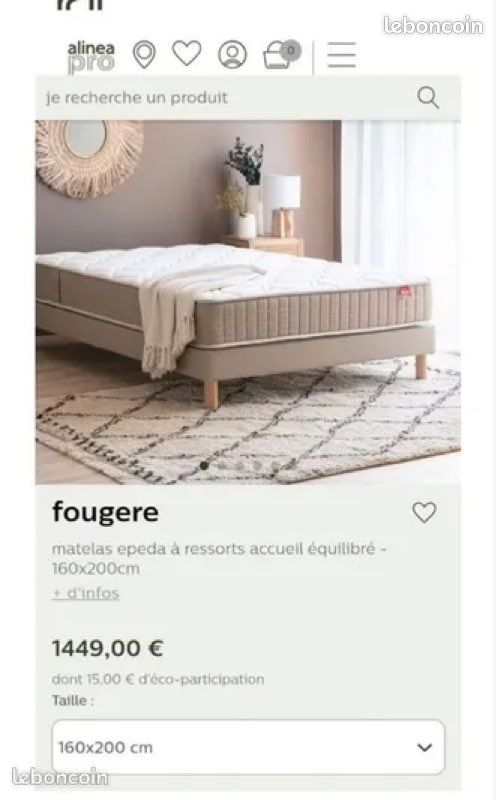 Matelas EPEDA fougère 160x200 Neuf (image 4)