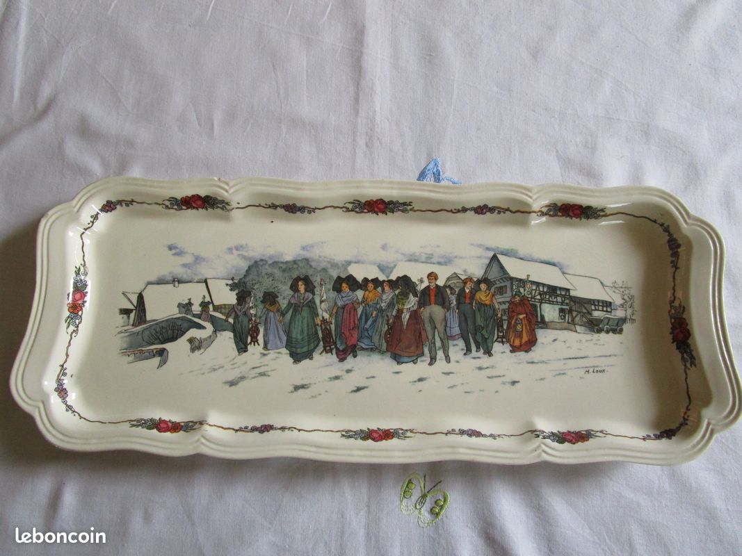 Plat à cake en faïence de Sarreguemines OBERNAI (image 1)
