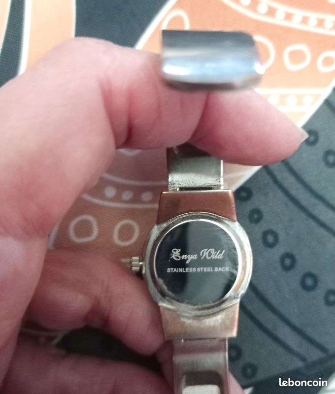 Montre cadran rond fond nacre vintage bracelet métal sur ressort très bon état (image 7)