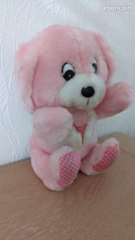 Peluche ours rose et blanc de bonne taille (image 3)