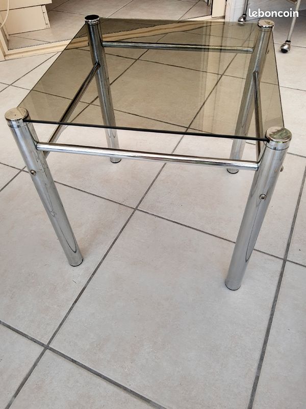 Table basse carrée verre et inox (image 2)