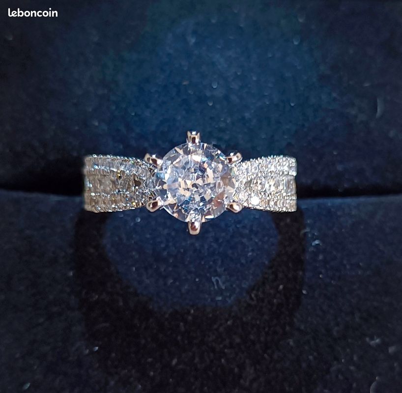 Bague argent 925 avec diamant 7 mm (image 4)