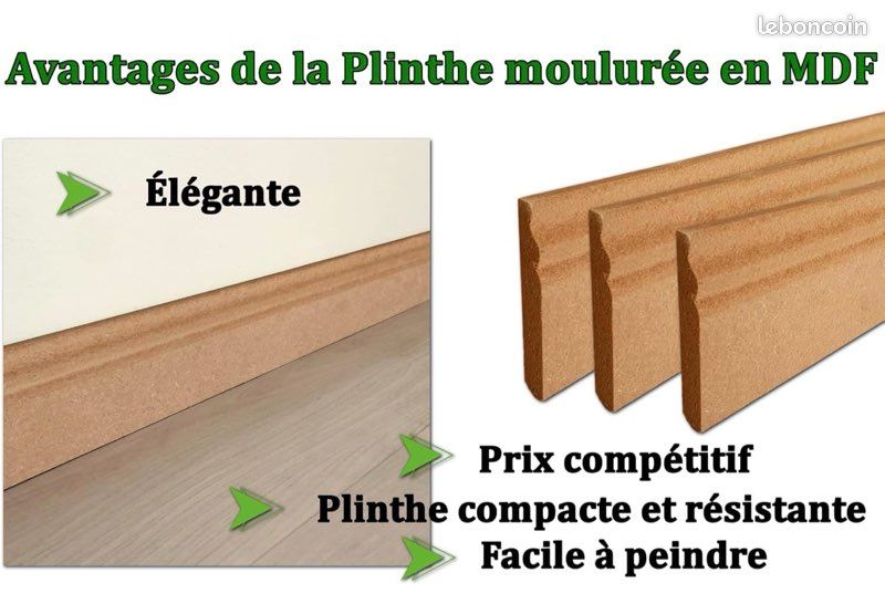 Lot de plinthes moulurées 30 mètres linéaires en MDF (image 3)