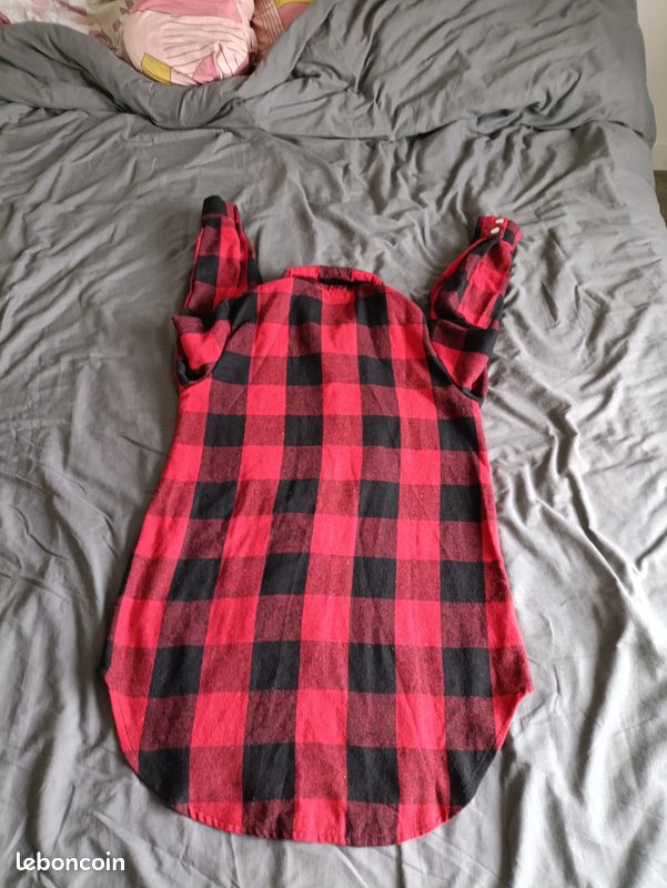 Blouses Femme Surchemise Chemise A Carreaux Rouge Et Noir Femme