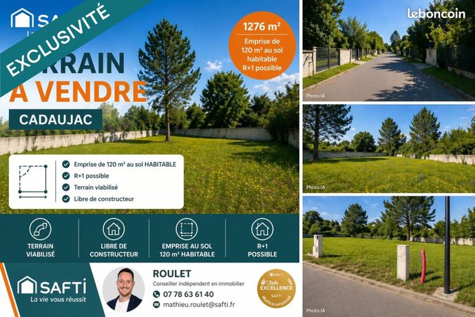 Terrain 1276 m² CADAUJAC
