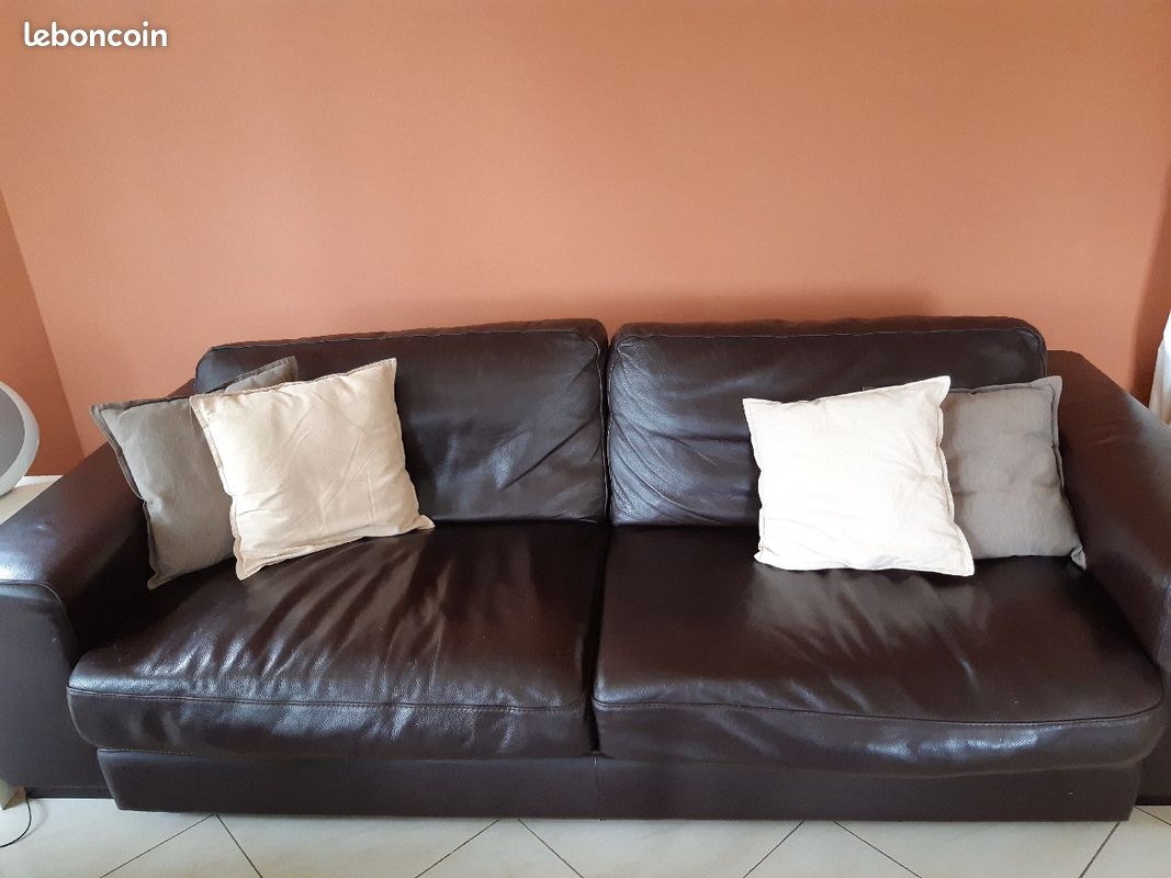 Canape 3 places cuir Roche Bobois (image 2)
