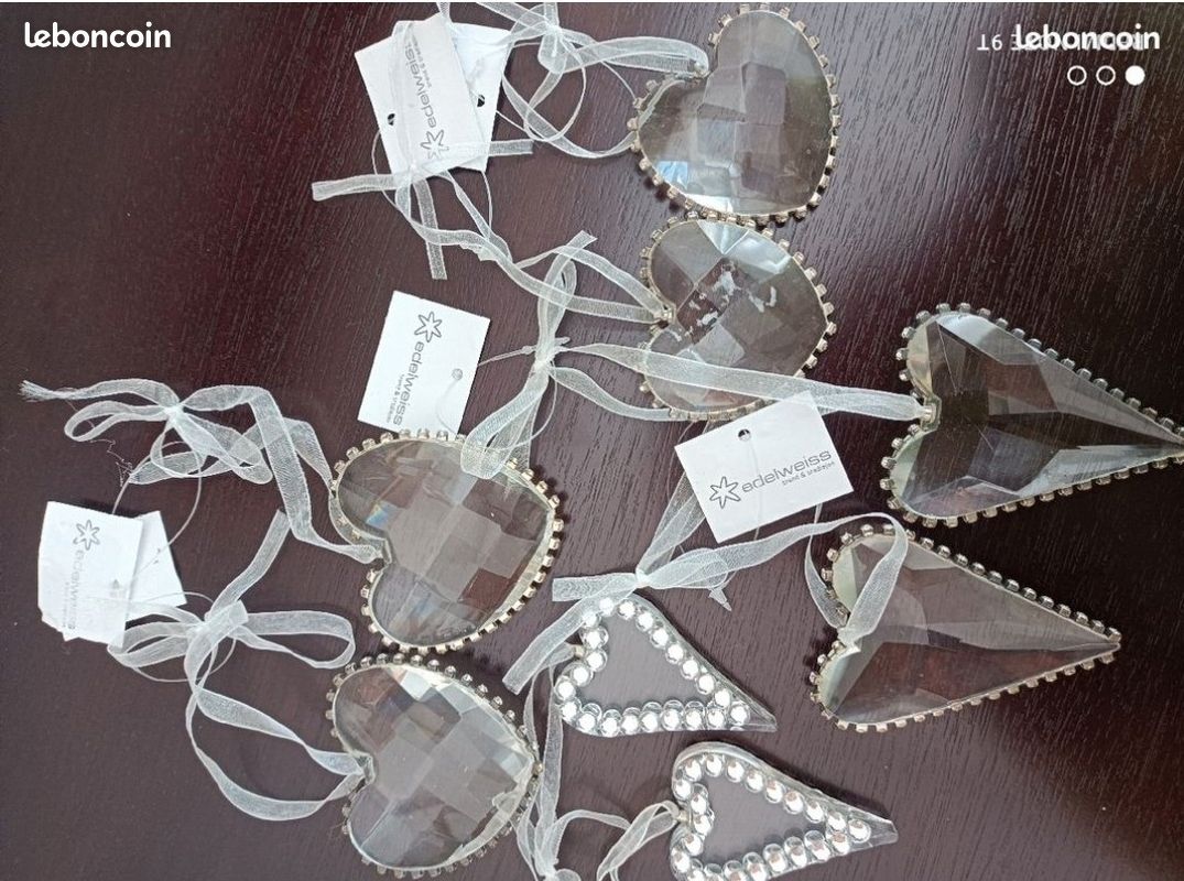 12 décorations de Noël en verre solide "Edelweiss" (image 1)