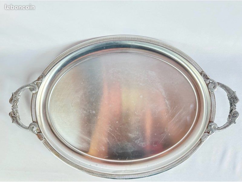 Plat Ovale Creux Jean Couzon En Inox - 45 X 29,8 Cm, Art De La Table, Vintage