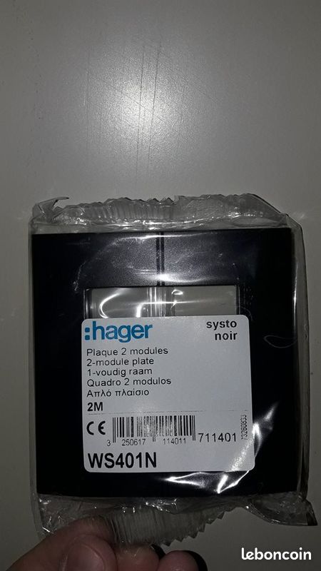 SYSTO plaque 2 module NOIR HAGER (image 1)