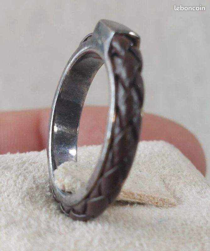 Ancienne bague, en argent massif et corde, vintage (image 3)