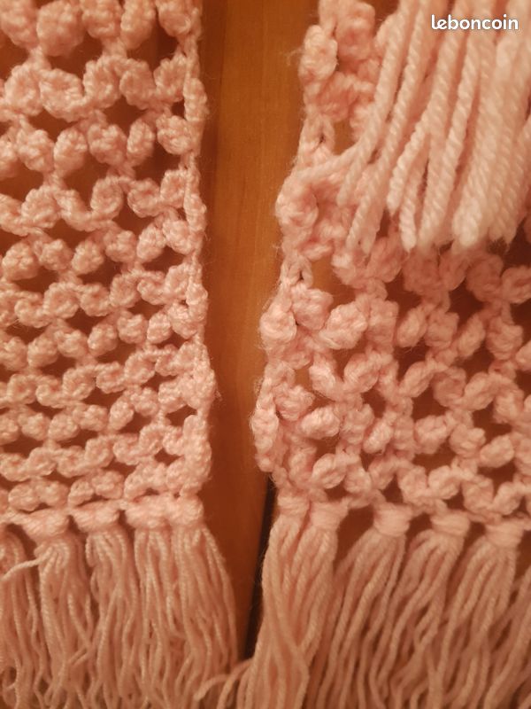 3 écharpes enfants faites mains au crochet ton rose (image 3)