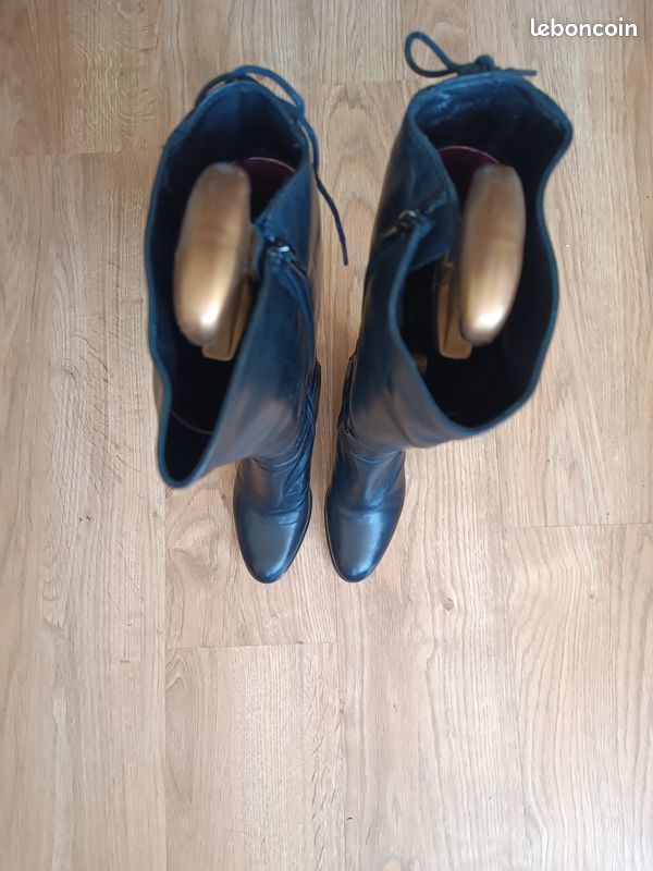 Bottes Cavalières Heyraud En Cuir Noir, Doublure Cuir, Taille 40 - Occasion Très Bon état