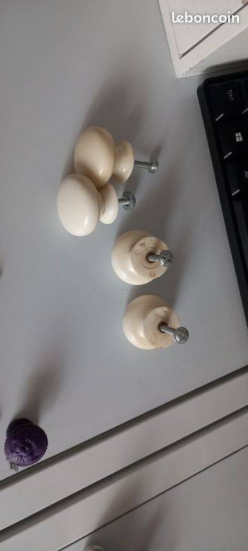 4 boutons de porte blanc cassé (image 1)