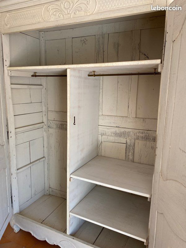 Armoire ancienne patinée blanche (image 8)