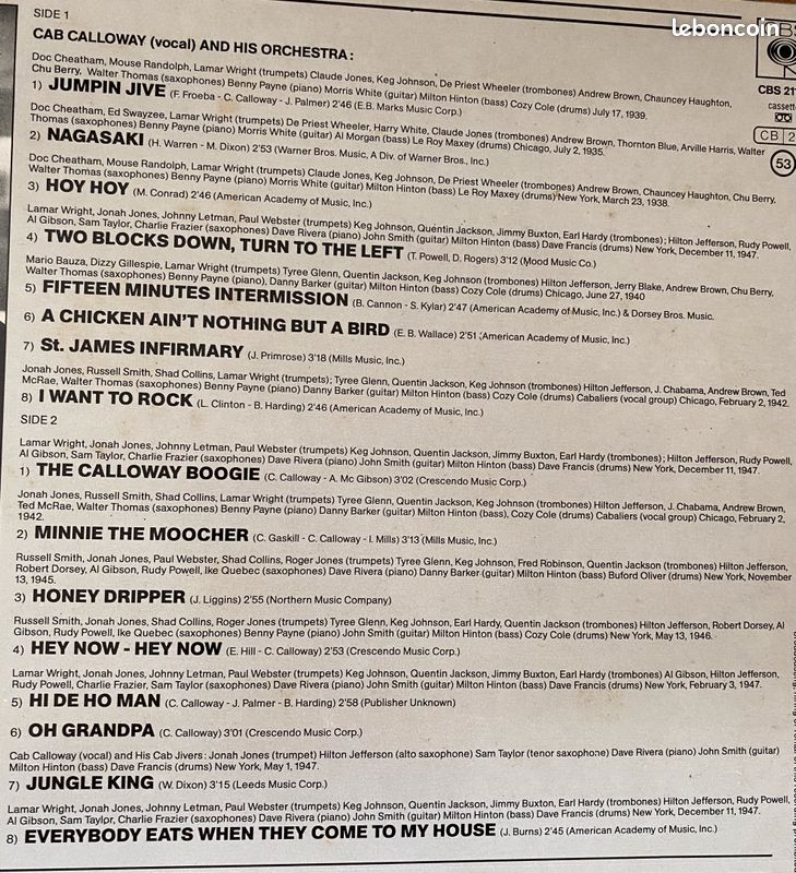 Vinyle - Cab Calloway - Jumpin Jive - CBS 21115 (image 9)