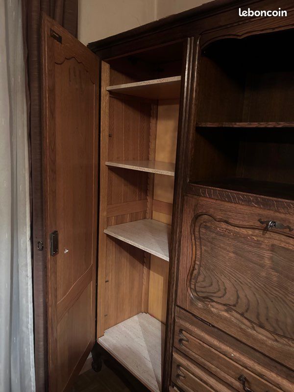 Meuble Secrétaire / Bureau en chêne massif style Louis XV (image 3)
