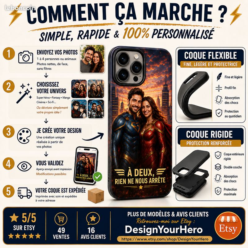 Coque de téléphone personnalisée depuis votre photo – CoupleChevalier & Princesse Fantasy (image 2)