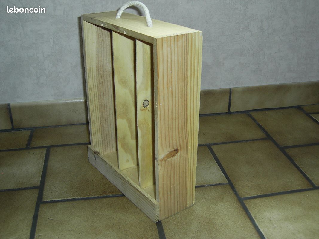 Coffret bois présentation 3 bouteilles - déco (image 1)