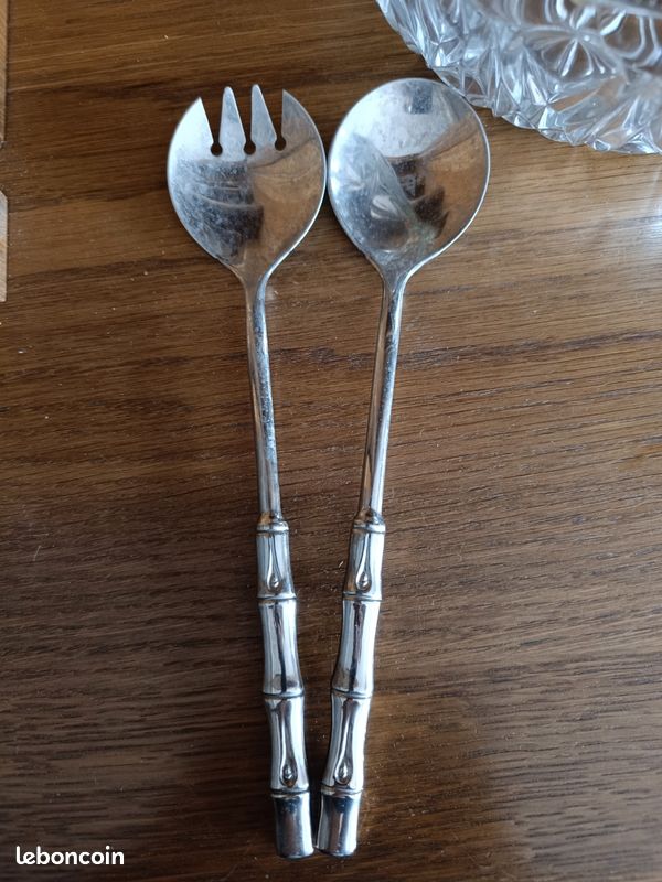 Élégantes fourchettes à salade vintage Viners en métal argenté avec motif de vigne - Service de fruits
