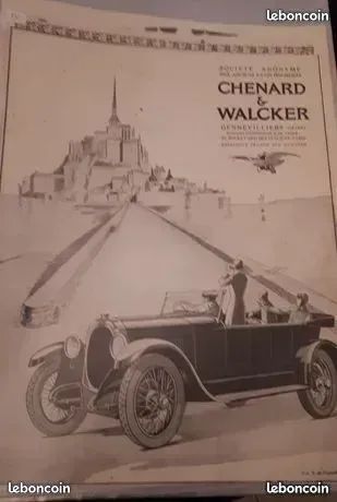 Publicités anciennes années 20/30 voitures anciennes CHENARD & WALCKER - 3 modèles - (image 1)