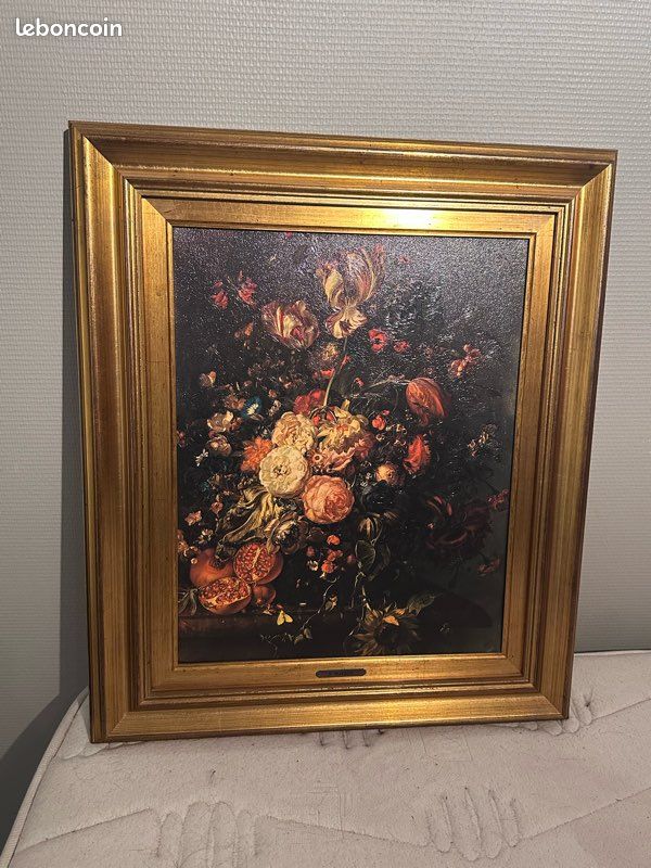 Tableau fleurs cadre doré (image 1)