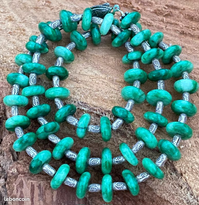 Collier En Jade Et Argent - Neuf Avec étiquettes, Marque Bottega Veneta
