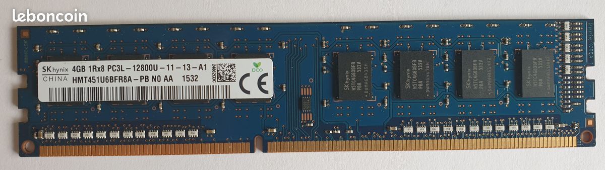 Barrette Mémoire RAM 4 Go Ou 2 Go DDR3 1600 MHz PC3-12800U - Pour PC Bureau - Neuf SK Hynix