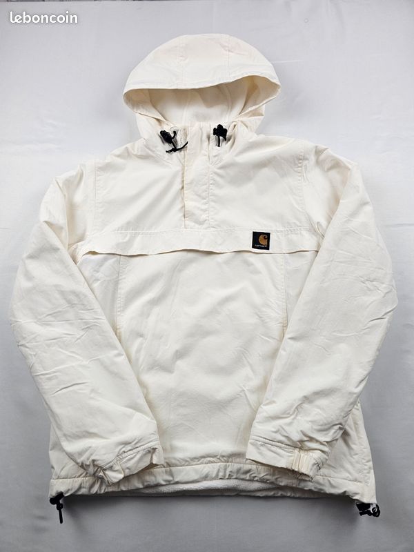 Veste Carhartt WIP Nimbus Pullover Blanc Off-White Taille S - Vintage Y2K Fleece Anorak Jacket (image 4)