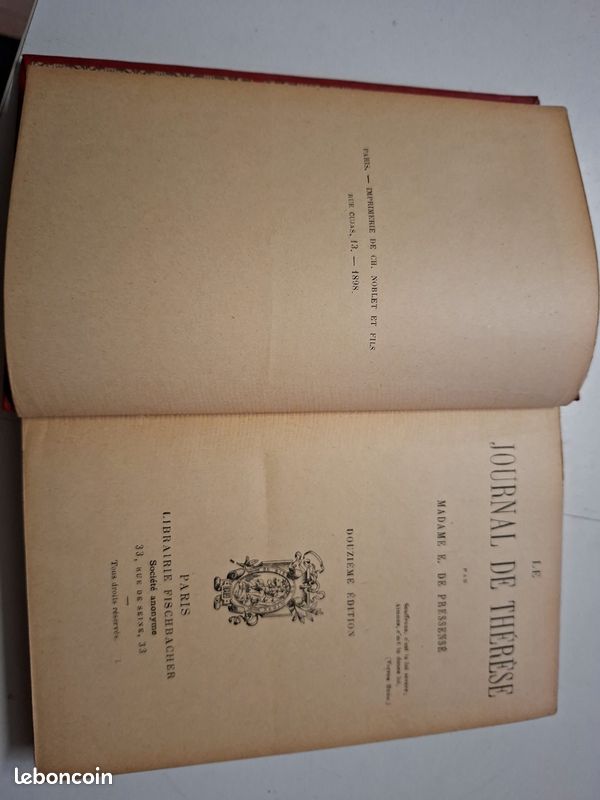 702 Le Journal de Thérèse Edmond de Pressensé 1898 Reliure décorative Fischbacher (image 4)