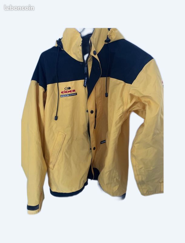 Veste D'hiver EIDER Homme Taille M - Jaune Et Noir, Doublée, Zip Complète - Occasion Bon état