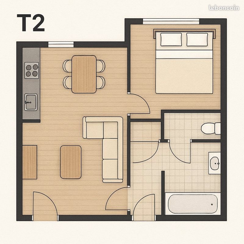 Appartement 2 pièces 40 m² · à Saint-Jean-le-Blanc · 40 m² · 550 €/mois