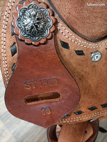 Selle Western Roper Eco Cuir Châtaigne - 16 Pouces - Fabriquée Main Inde - Neuf
