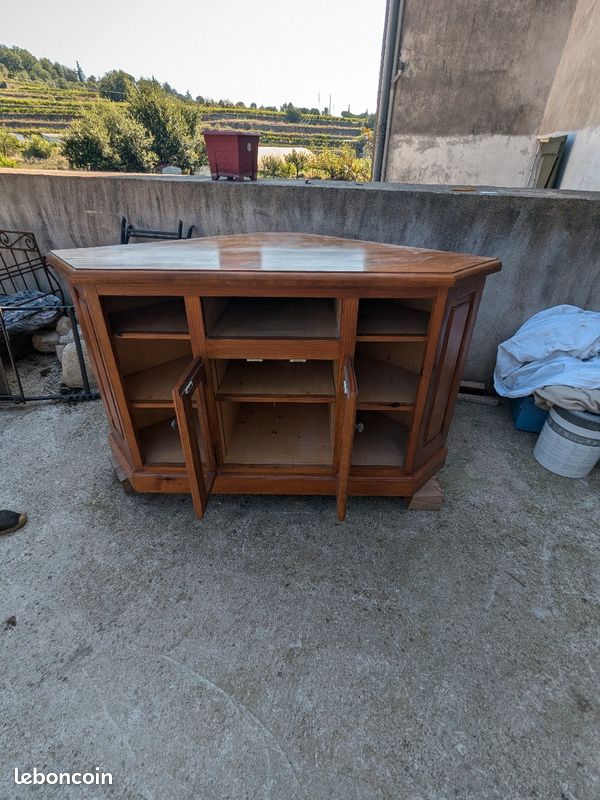 Meuble TV angle en bois (image 1)