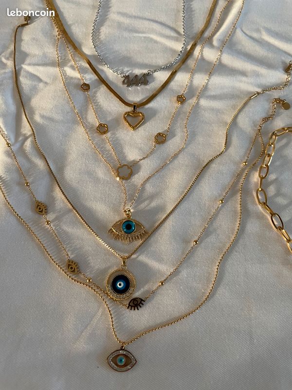 Lot bijoux acier inoxydable – 60+ pièces boîtes sachets – prêt