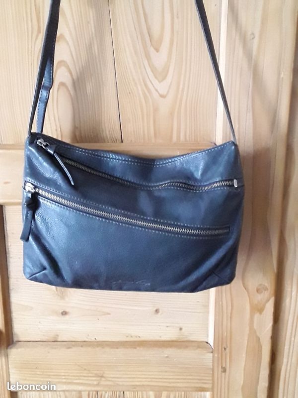 Sac bandoulière femme cuir gris American Vintage (image 7)