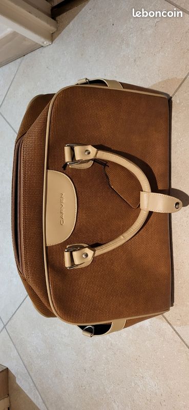 Sac Pochette Vintage Vincennes Voyage - Cuir Veau Beige Clair - Format Rectangulaire - Très Bon état
