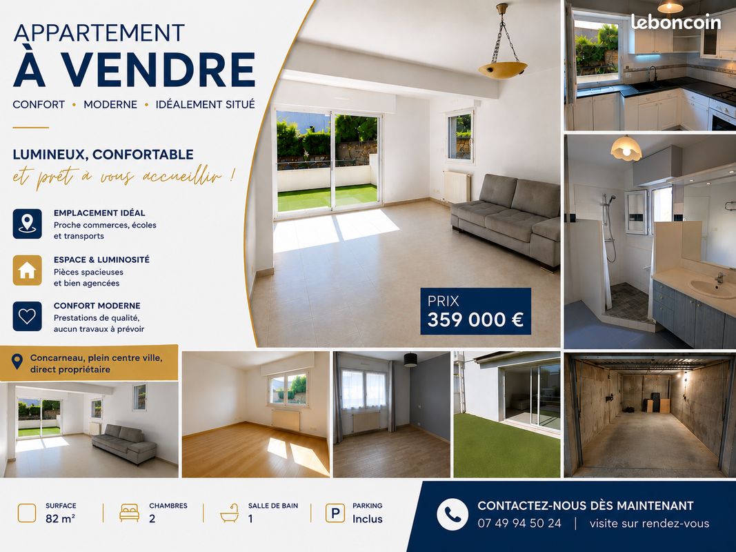 Appartement 3 pièces 82 m² · à Concarneau · 82 m² · 359 000 €