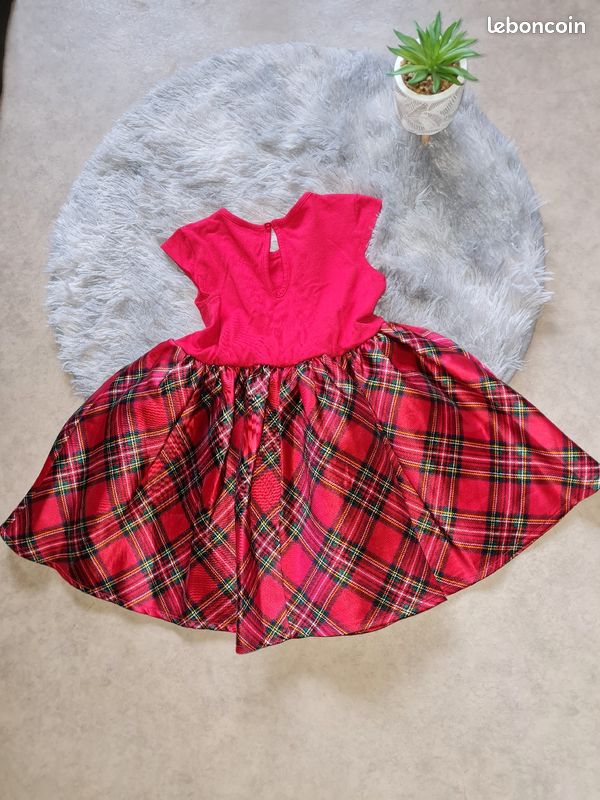 Robe rouge écossaise fête H&M fille 18 moins ans Vêtements