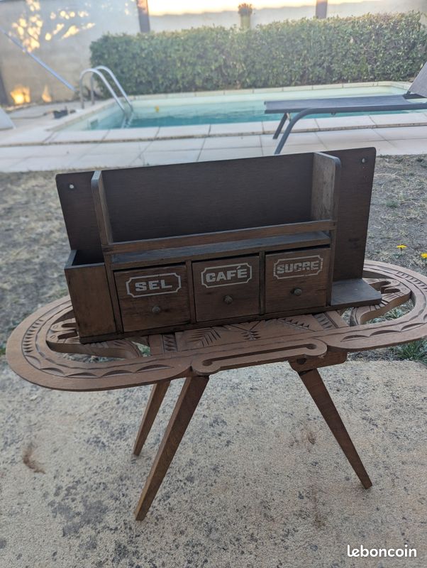 Etagère à épices murale vintage en bois (image 1)